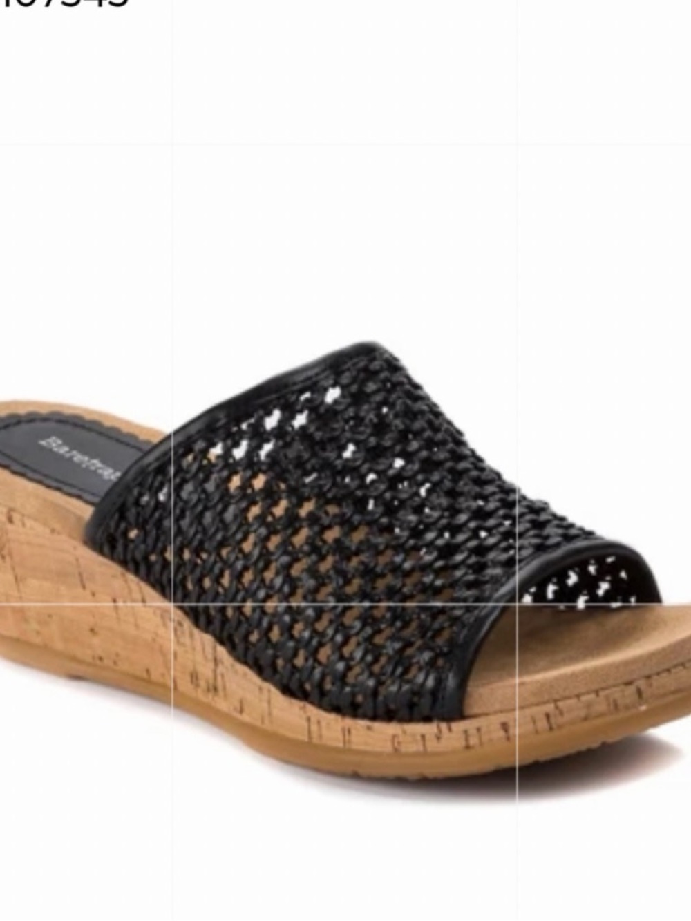 BareTraps flossy black cork wedge sandal